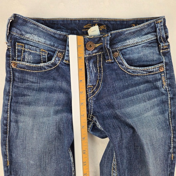 Silver Jeans‎ Aiko Capri W25 Dark Wash Cuffed Denim Stretch Cropped Jeans - Picture 10 of 11